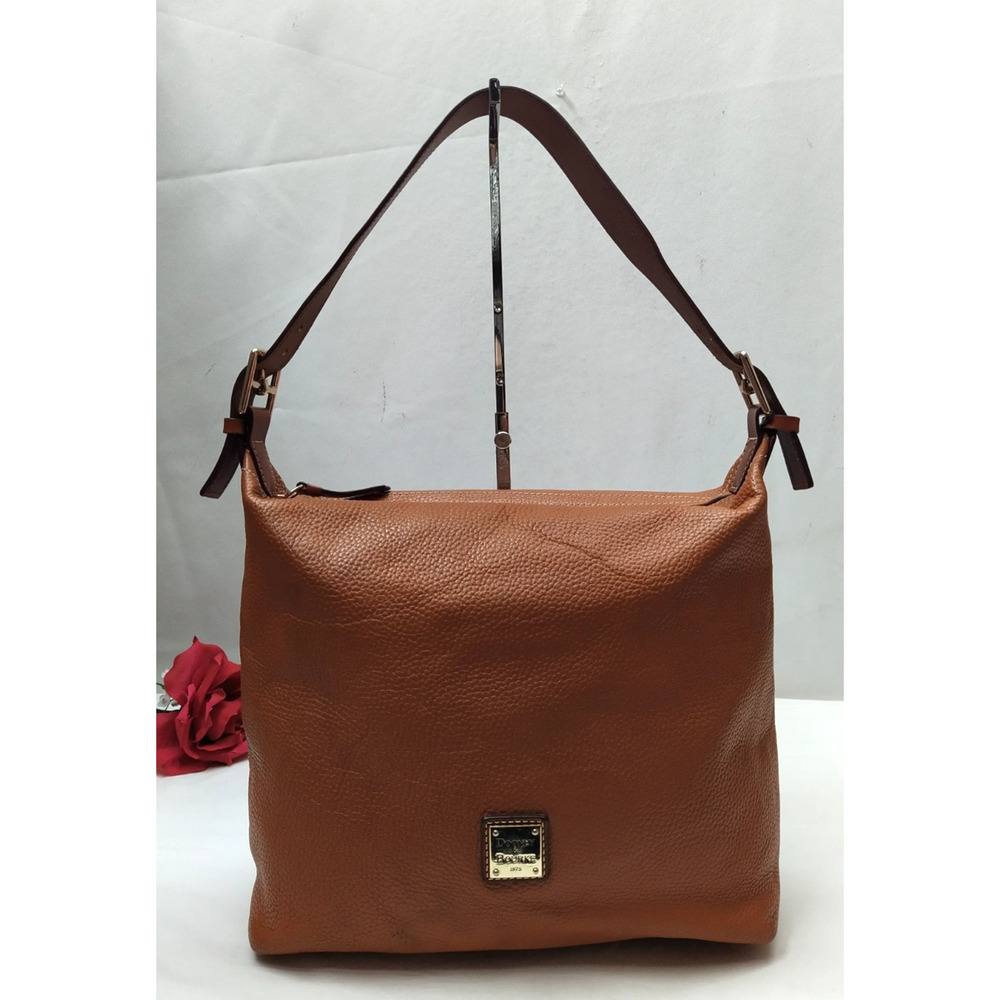 Dooney & Bourke Brown Pebbled Leather Zipper Closure Honbo Shoulder Bag
